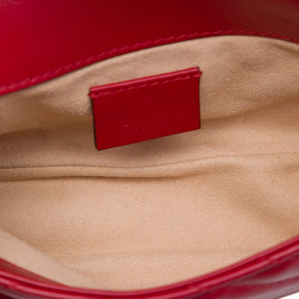 Gucci Mini GG Marmont Matelasse Leather Flap Crossbody Red Leather Very good - Model View