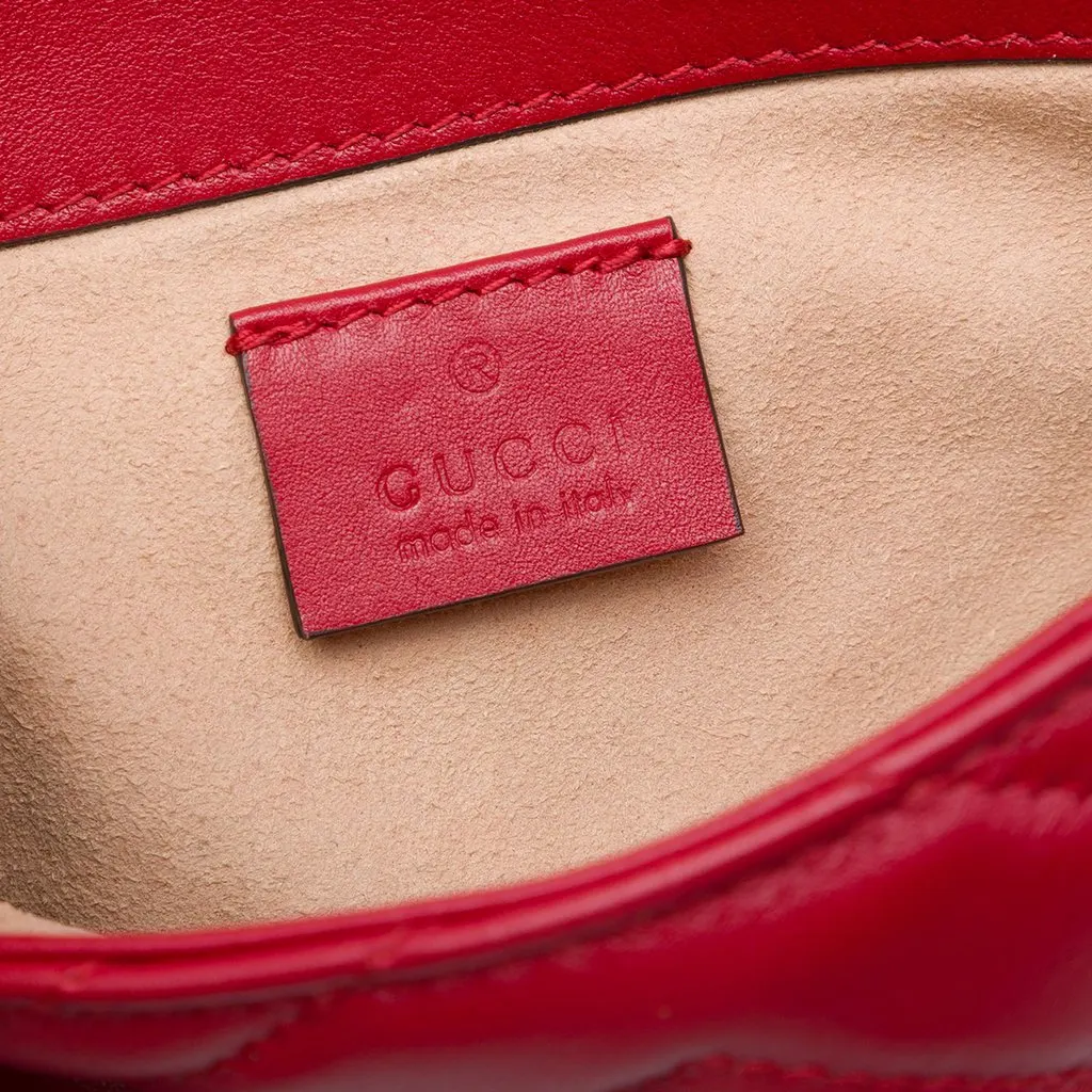 Gucci Mini GG Marmont Matelasse Leather Flap Crossbody Red Leather Very good - Box View