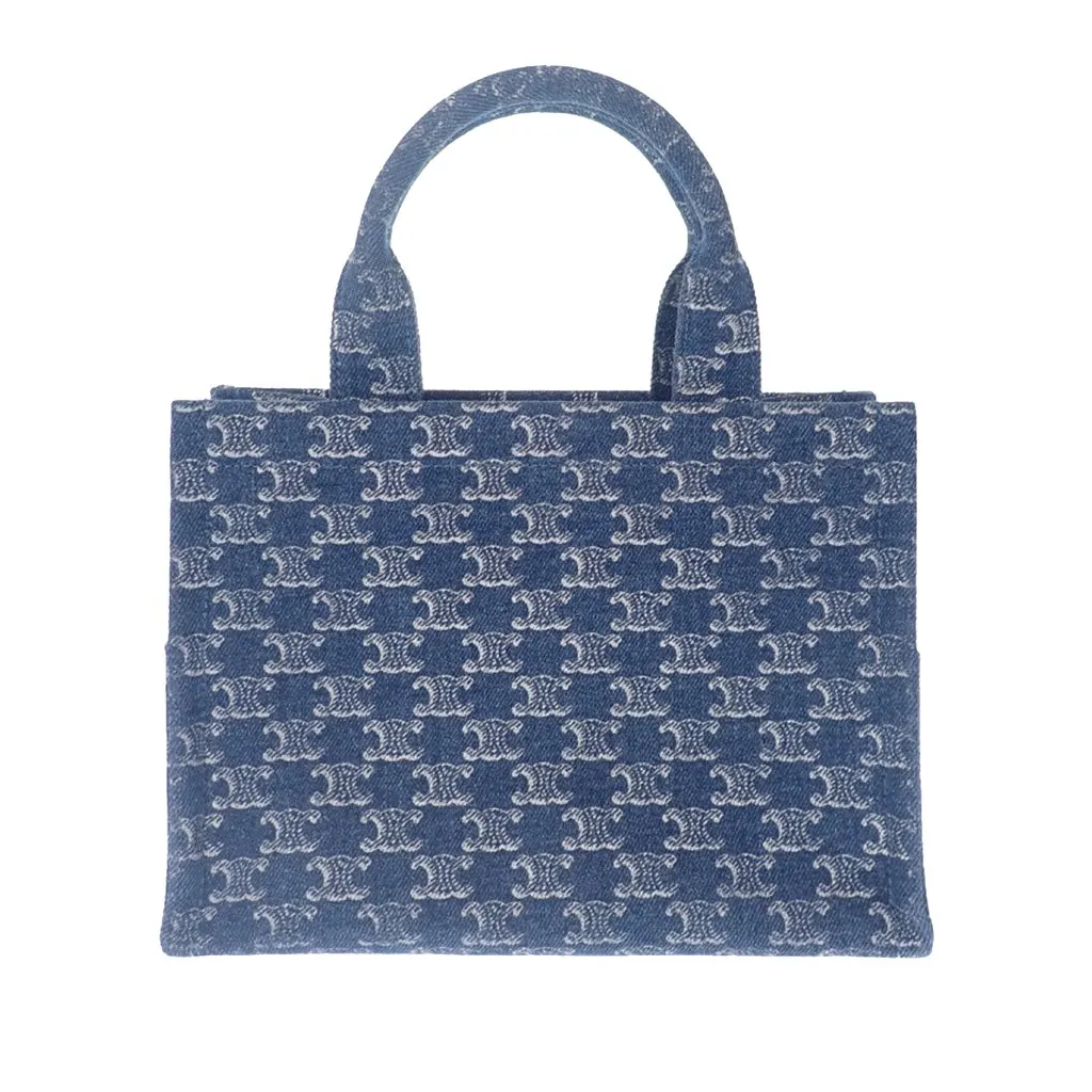 Celine Small Denim Triomphe Cabas Thais Tote Blue Very good - Back View