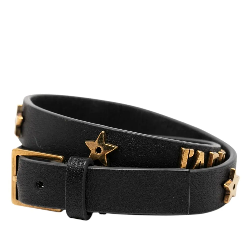 Dior Leather Double Wrap Star J Adior Bracelet Black Leather Very good - Back View