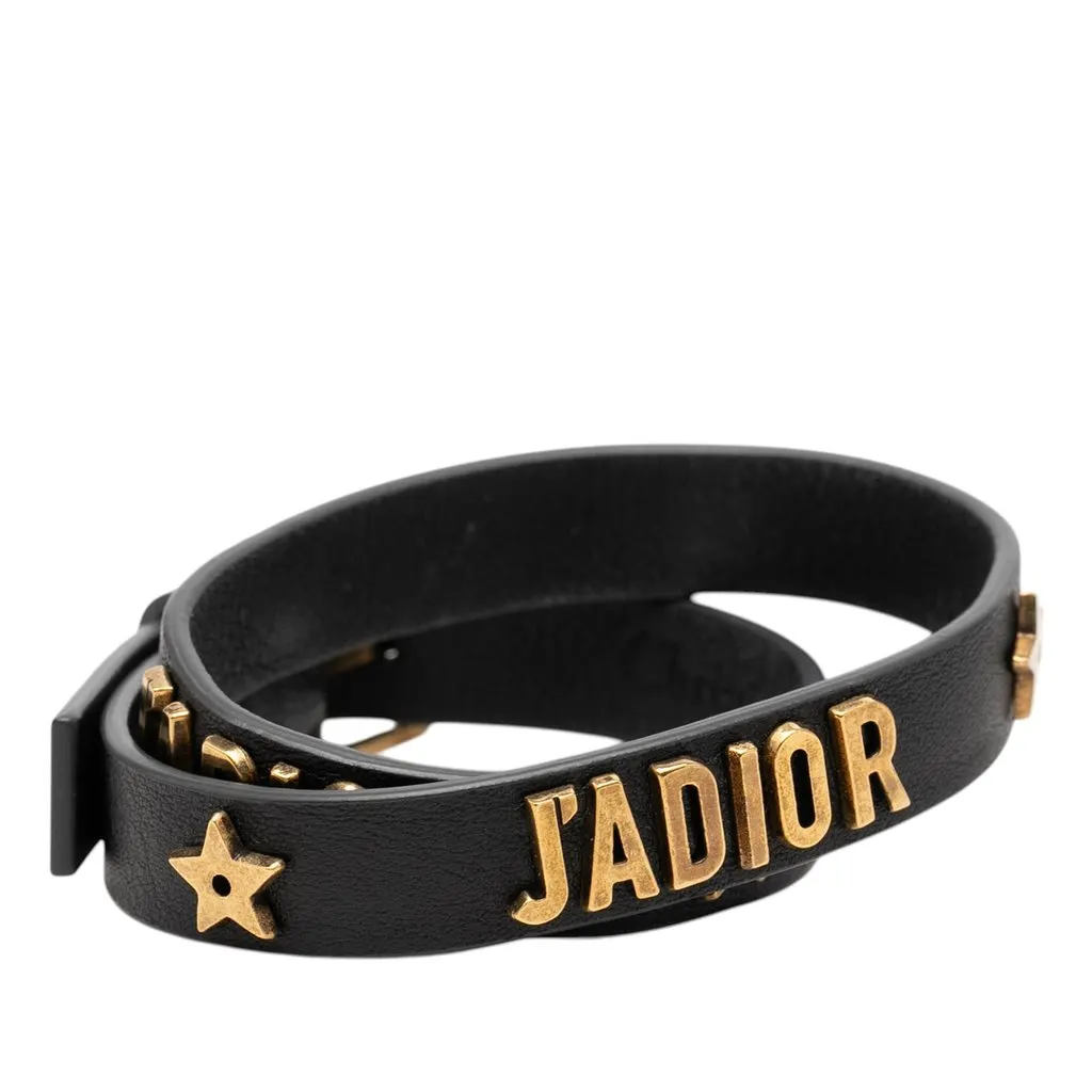 Dior Leather Double Wrap Star J Adior Bracelet Black Leather Very good - Inside View