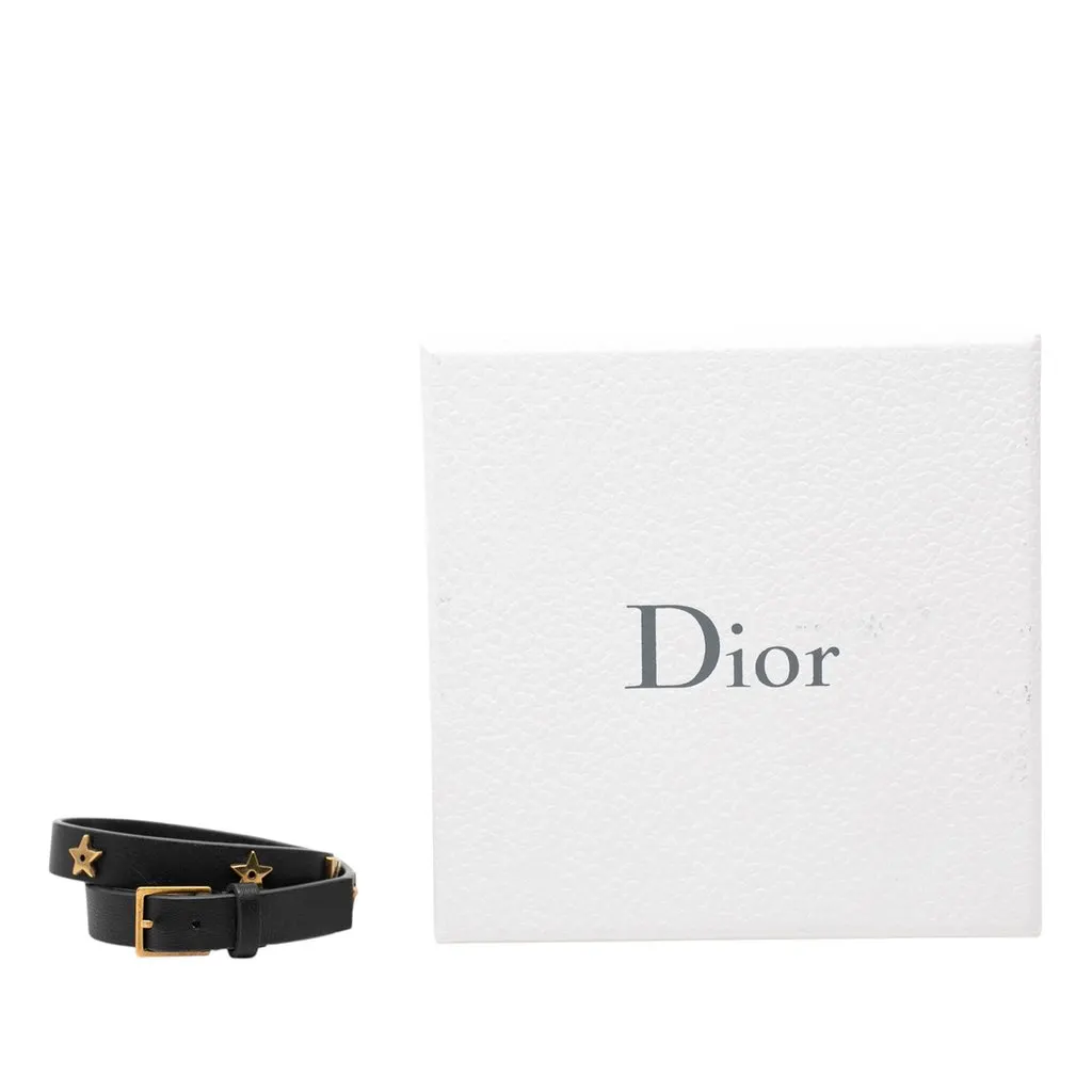 Dior Leather Double Wrap Star J Adior Bracelet Black Leather Very good - Box View