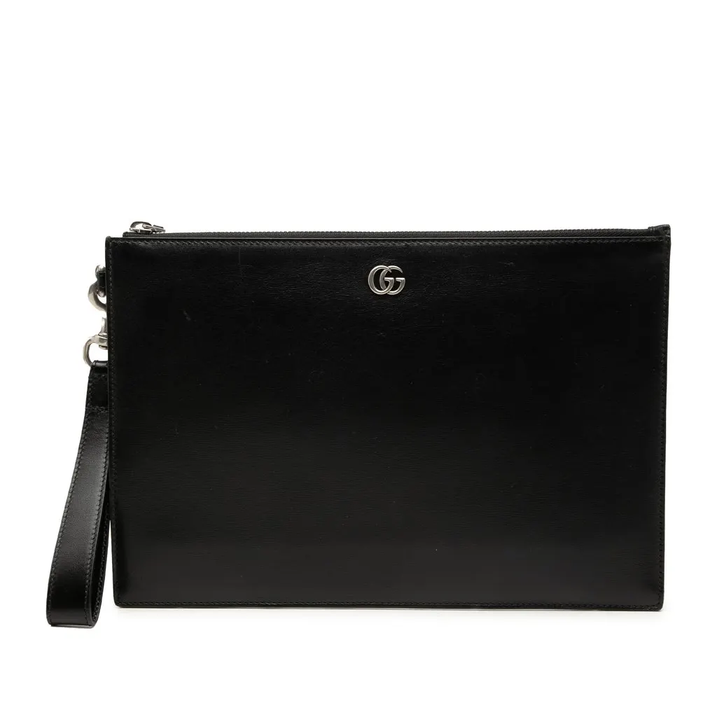 Gucci GG Marmont Calfskin Clutch Black Leather Very good - Front View