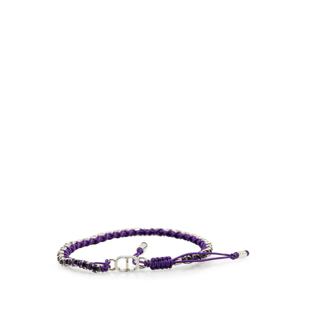 Dior Palladium Plated Crystal Technical Rope Adjustable Bracelet Silver Metal Very good - Front View