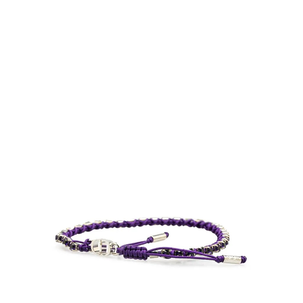 Dior Palladium Plated Crystal Technical Rope Adjustable Bracelet Silver Metal Very good - Back View