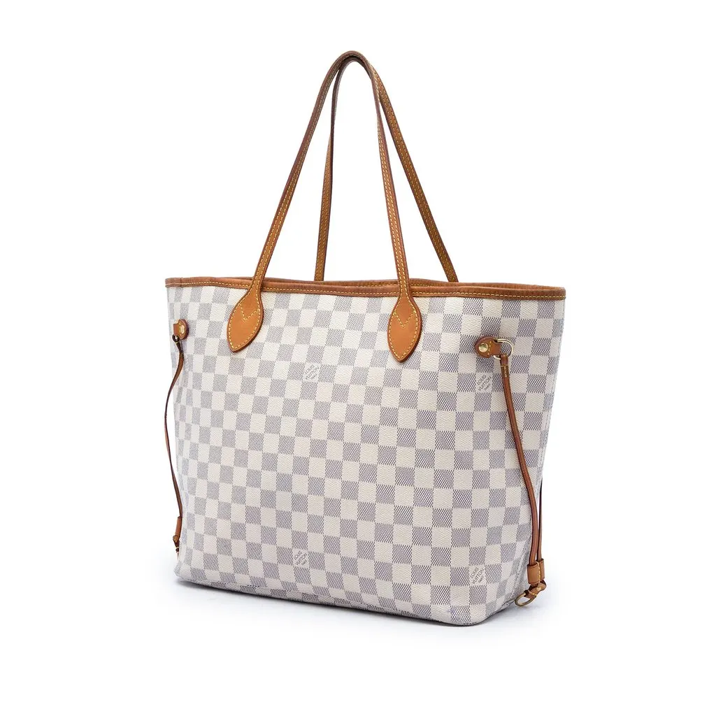 Louis Vuitton Damier Azur Neverfull MM White Very good - Back View
