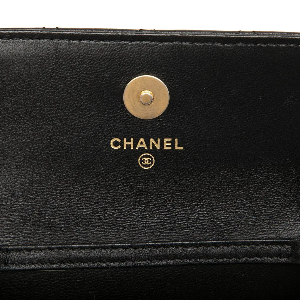 Chanel Mini CC Quilted Lambskin Pearl Crush Pouch with Chain Black Leather Very good - Box View