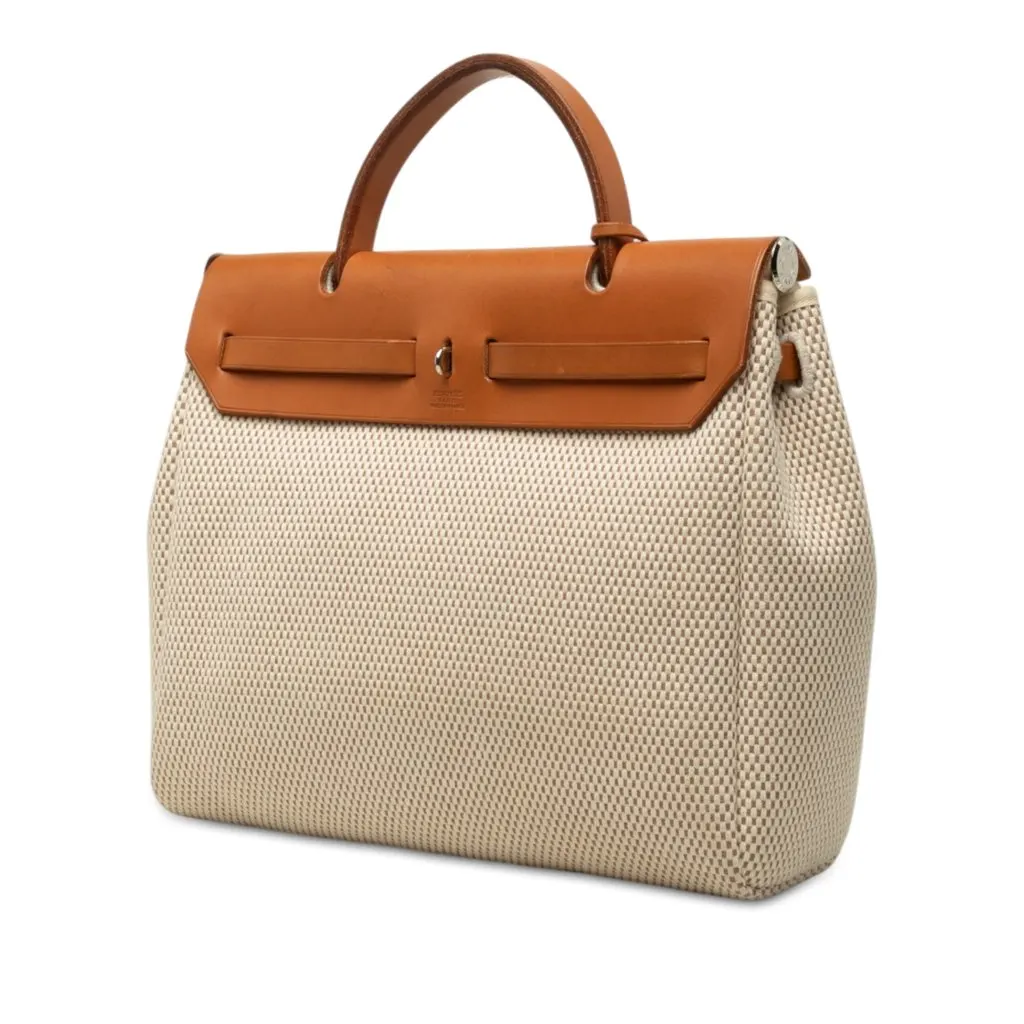Hermès Toile Herbag PM Beige Very good - Back View