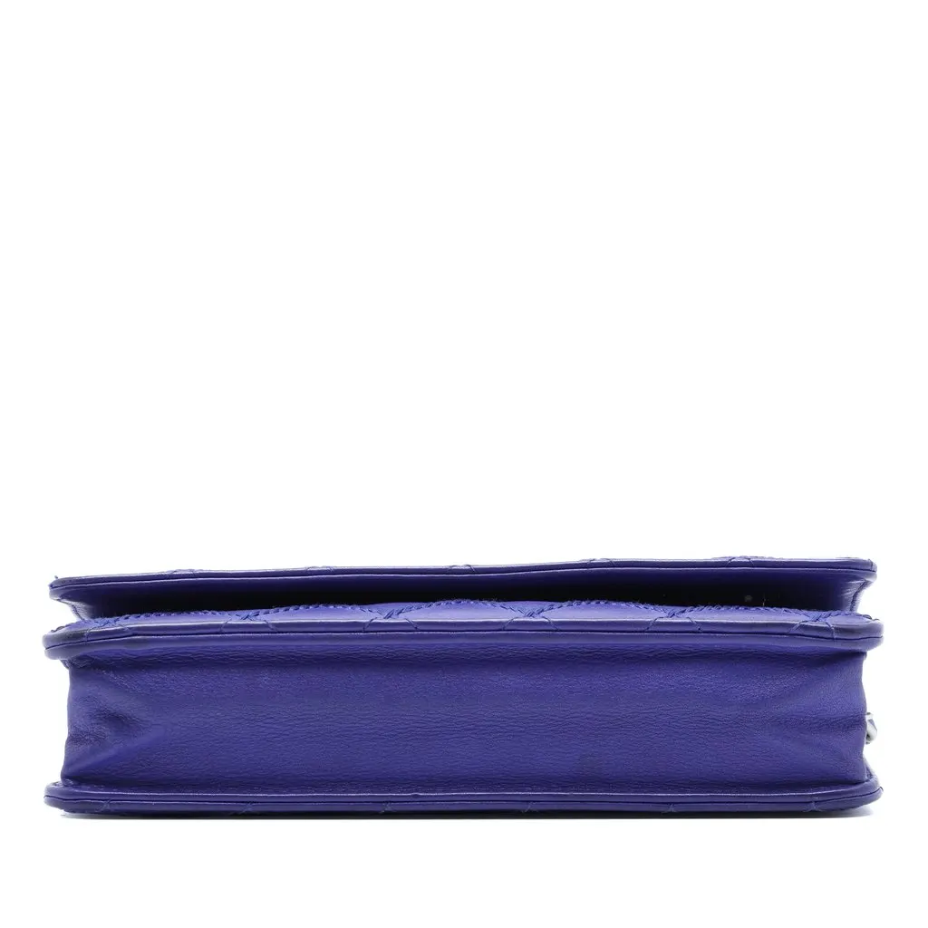 Chanel CC Quilted Calfskin Fancy Wallet On Chain Purple Leather Very good - Inside View