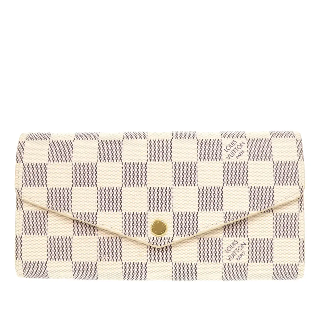 Louis Vuitton Damier Azur Sarah Long Wallet White Very good - Front View