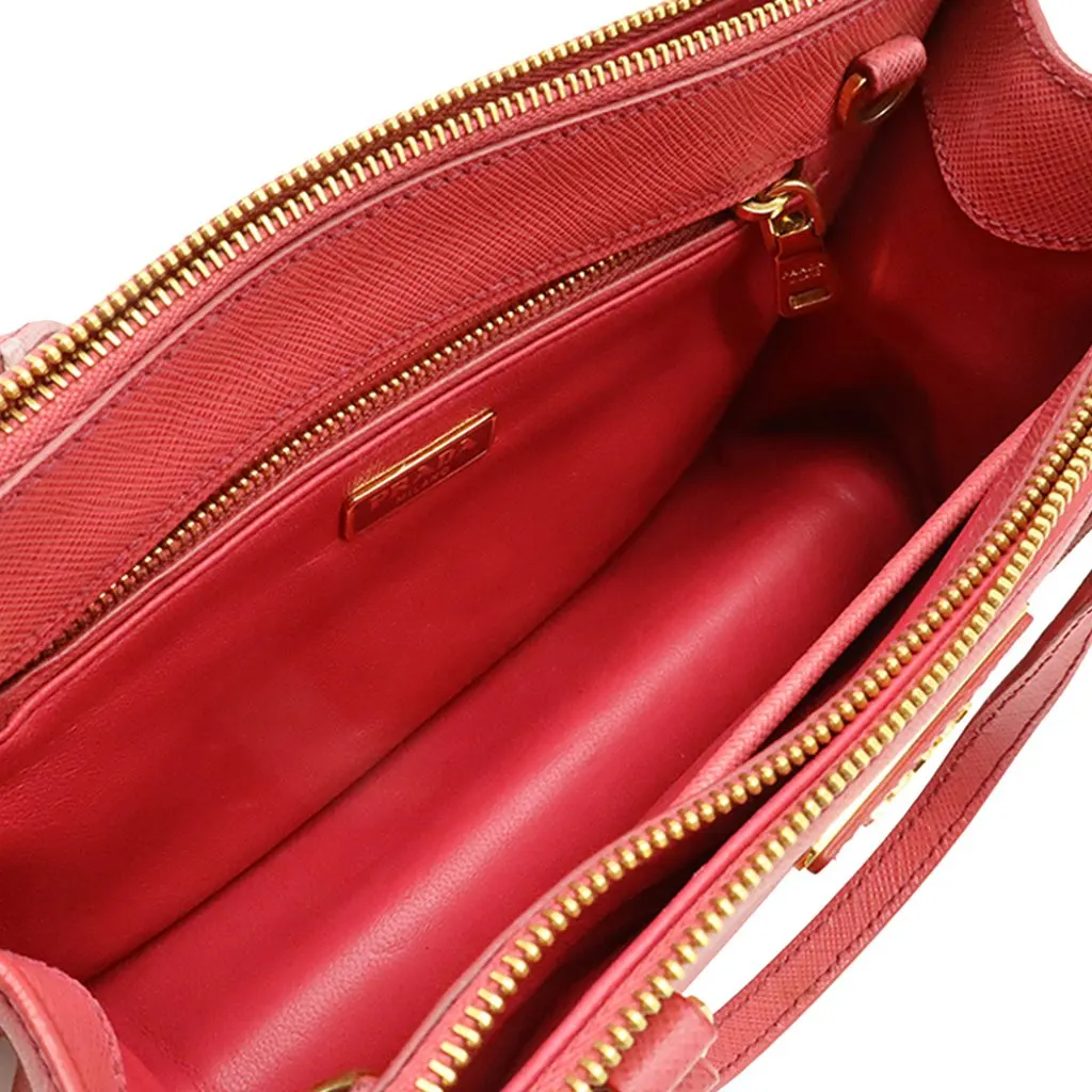 Prada Mini Saffiano Lux Galleria Double Zip Satchel Pink Leather Very good - Inside View