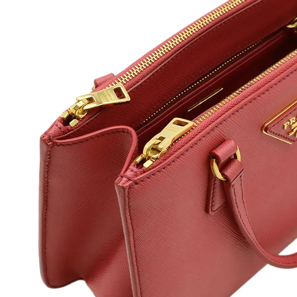 Prada Mini Saffiano Lux Galleria Double Zip Satchel Pink Leather Very good - Box View