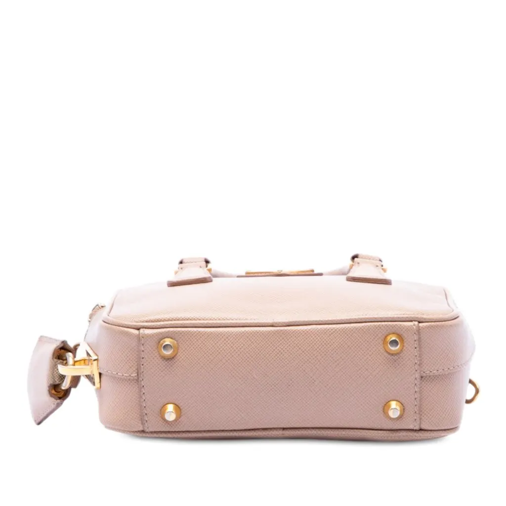 Prada Mini Saffiano Lux Bauletto Bag Brown Leather Very good - Inside View
