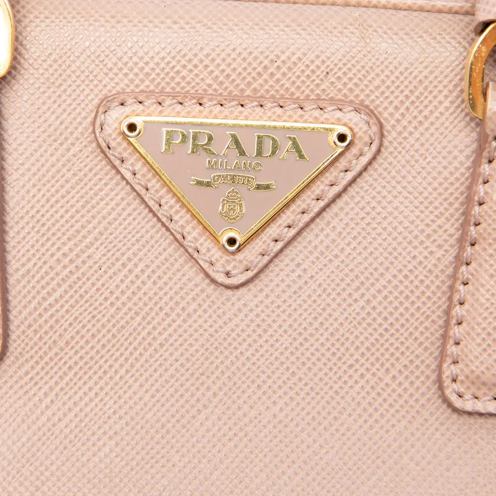 Prada Mini Saffiano Lux Bauletto Bag Brown Leather Very good - Box View