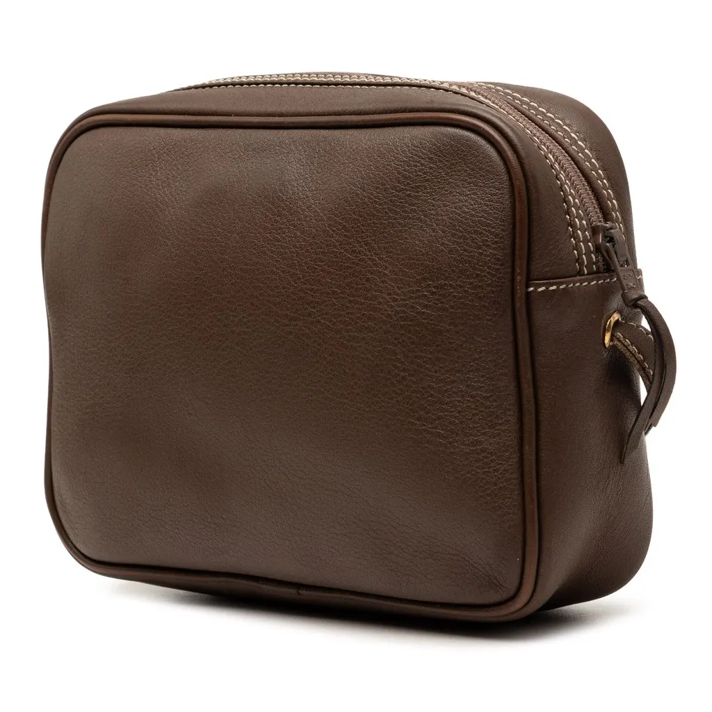 Dior Leather Stitched CD Logo Camera Bag Brown Leather Very good - Back View