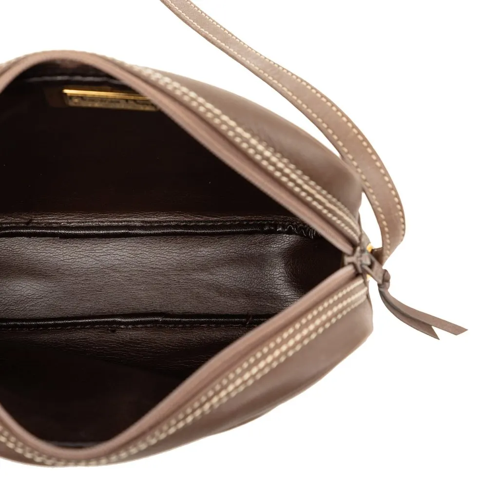 Dior Leather Stitched CD Logo Camera Bag Brown Leather Very good - Model View