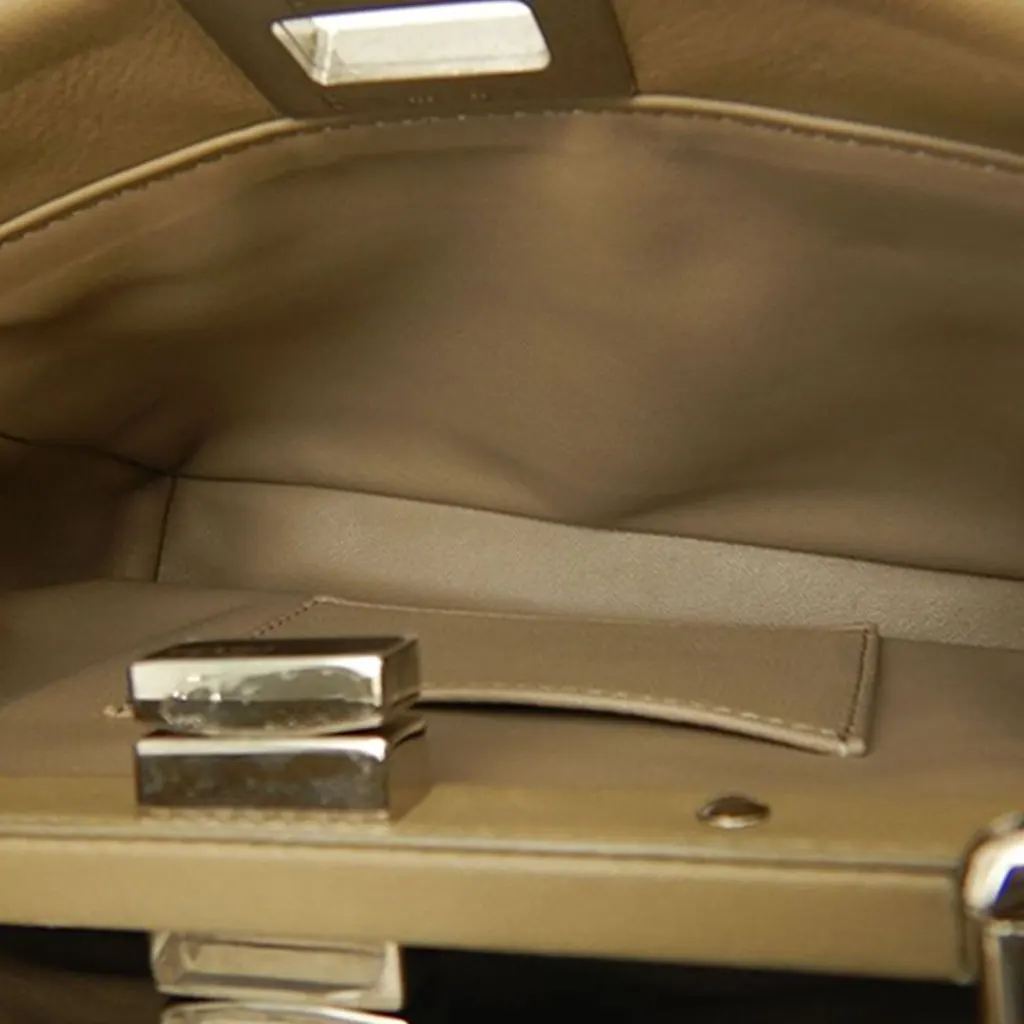 Fendi Mini Leather Selleria Peekaboo Iconic Satchel Beige Leather Very good - Model View