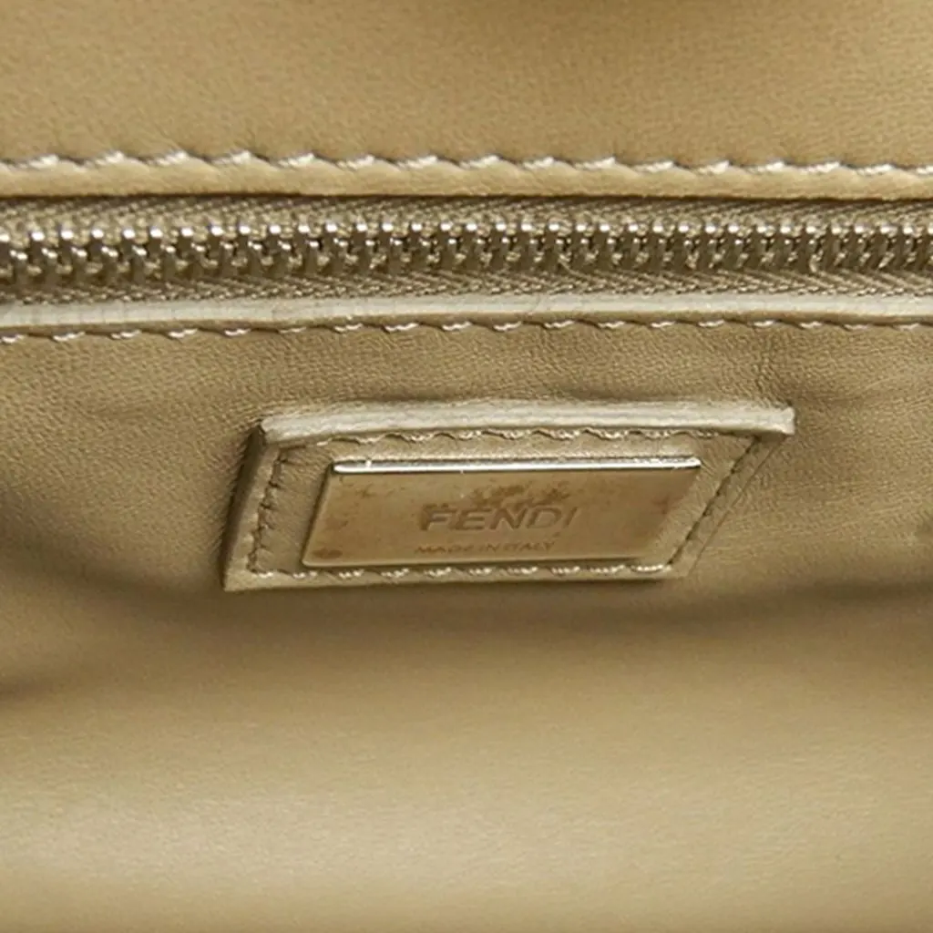 Fendi Mini Leather Selleria Peekaboo Iconic Satchel Beige Leather Very good - Box View