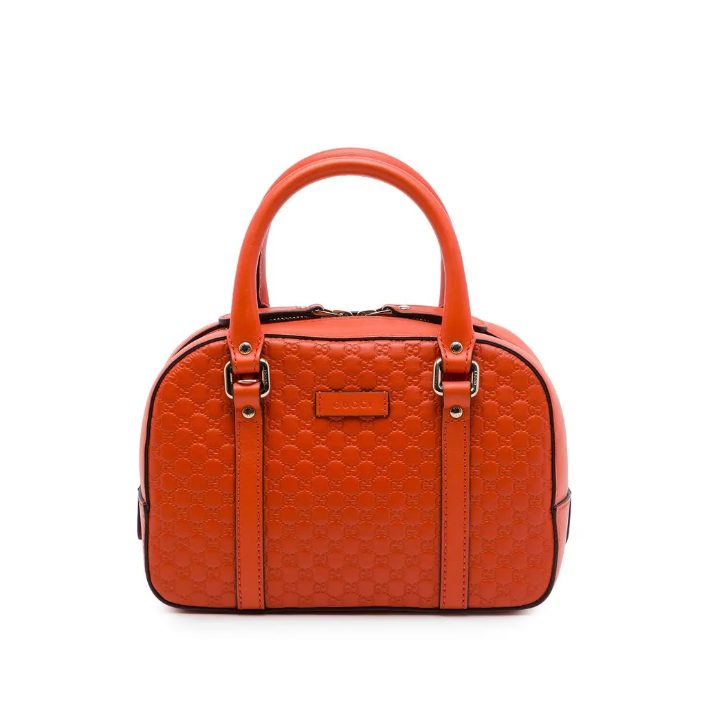Gucci Small Microguccissima Bree Satchel Orange Leather Very good - Front View