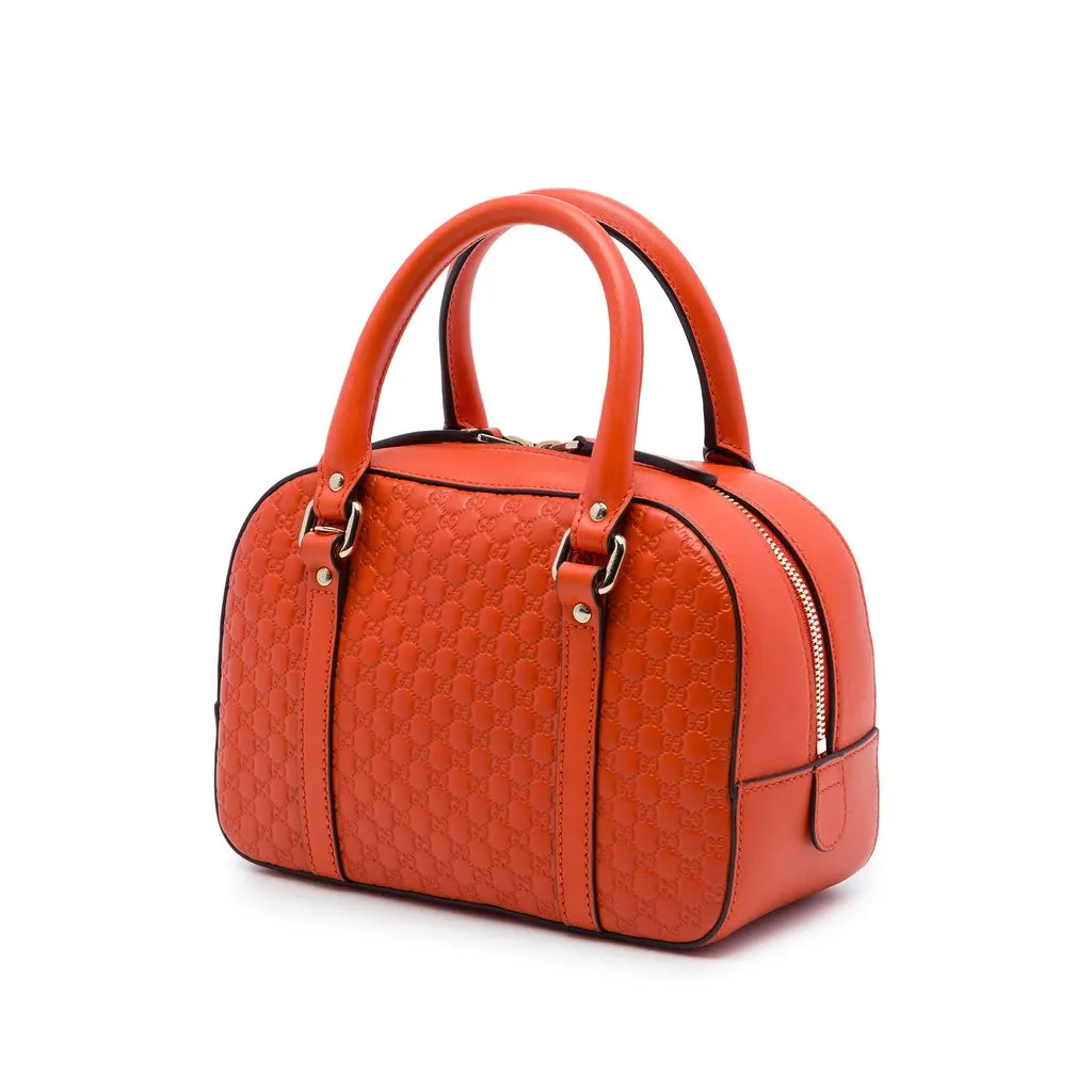 Gucci Small Microguccissima Bree Satchel Orange Leather Very good - Back View