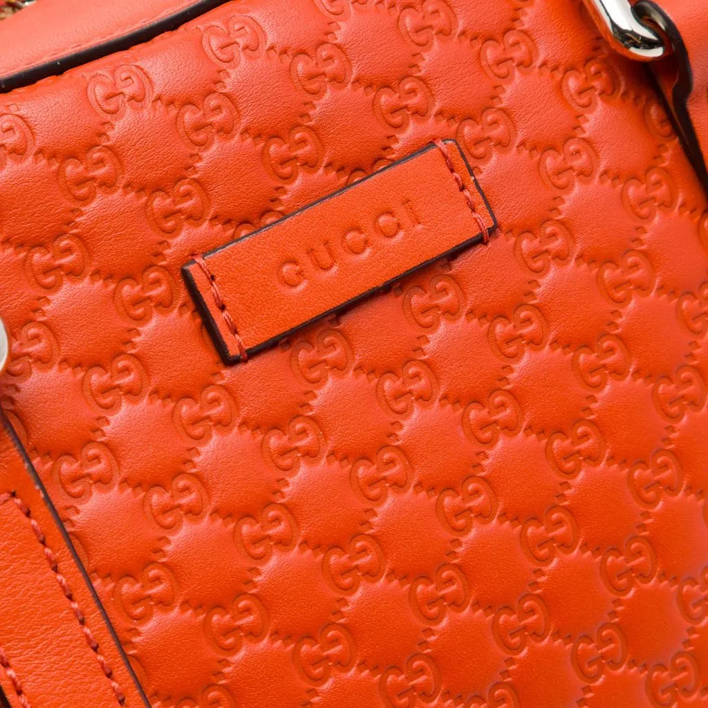 Gucci Small Microguccissima Bree Satchel Orange Leather Very good - Box View