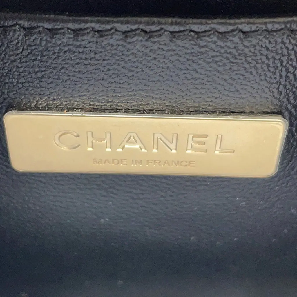 Chanel Small Quilted Calfskin Studded Square Vanity Case Black Leather Very good - Box View