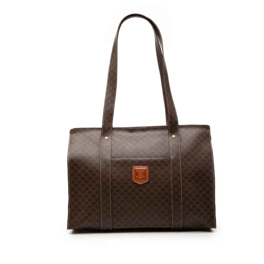 Celine Macadam Coated Canvas Tote Brown Very good - Front View
