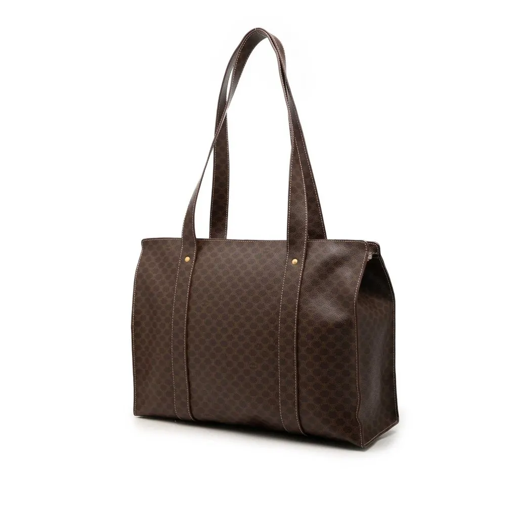 Celine Macadam Coated Canvas Tote Brown Very good - Back View