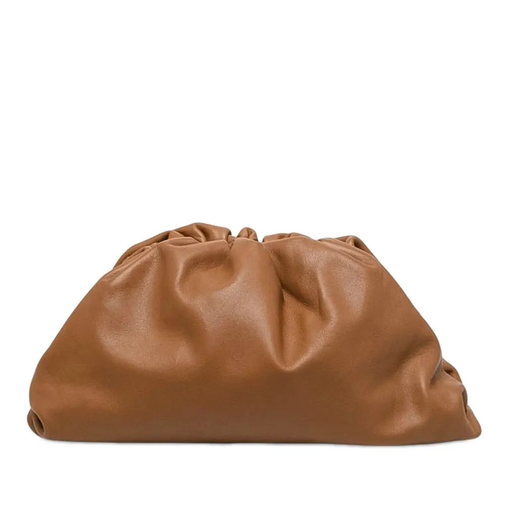 Bottega Veneta Lambskin The Pouch Brown Leather Very good - Front View