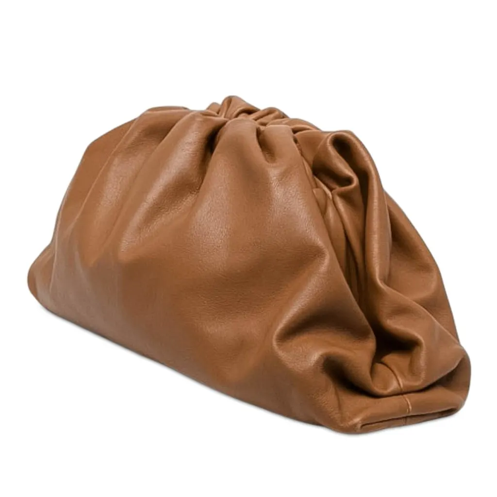 Bottega Veneta Lambskin The Pouch Brown Leather Very good - Back View