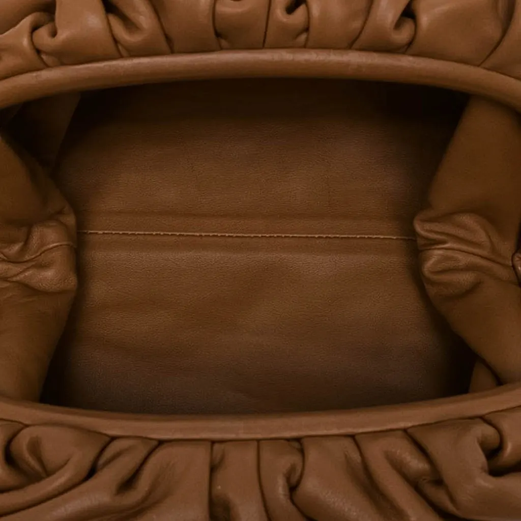 Bottega Veneta Lambskin The Pouch Brown Leather Very good - Model View