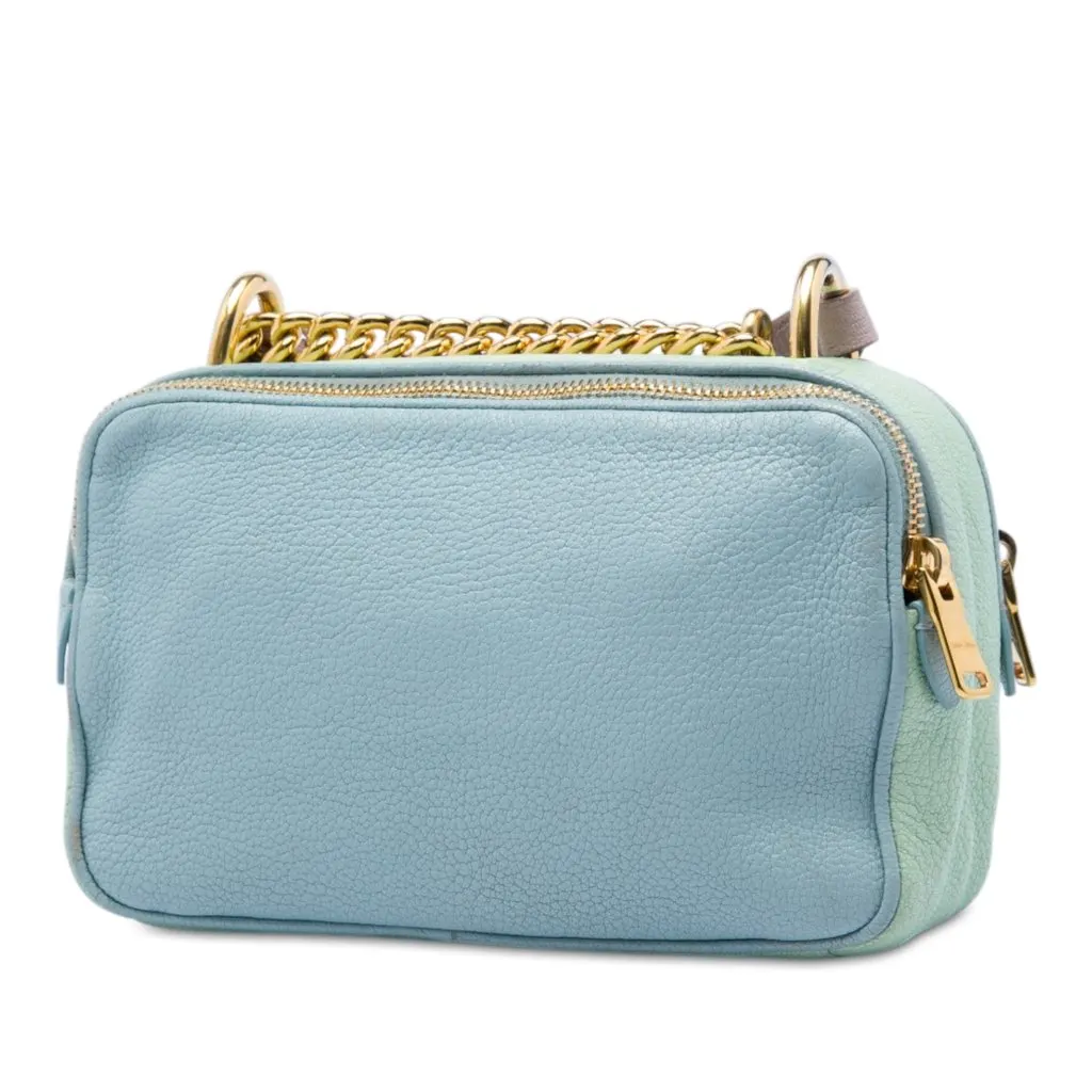 Miu Miu Tricolor Goatskin Madras Double Zip Camera Bag Blue Leather Very good - Back View