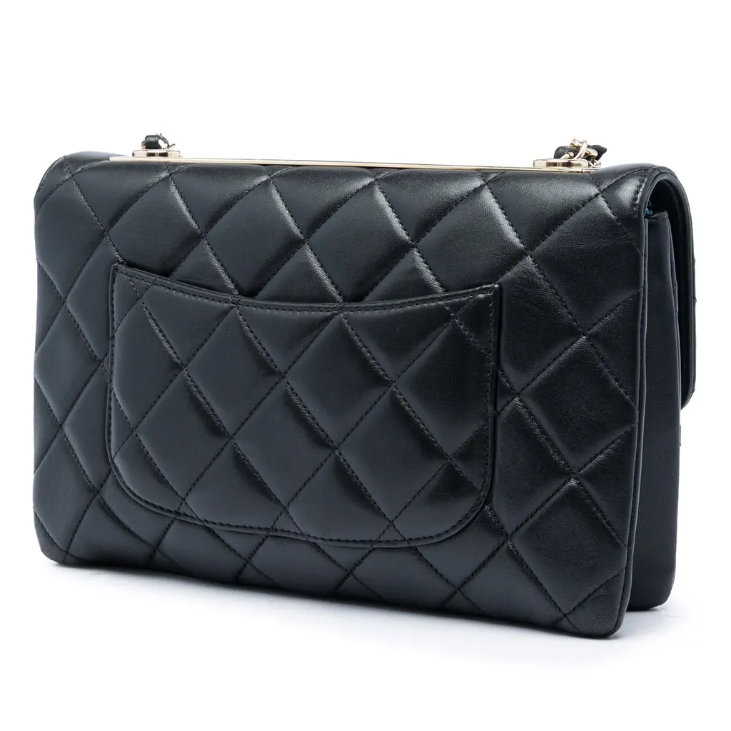 Chanel Medium Lambskin Trendy CC Flap Black Leather Good - Back View