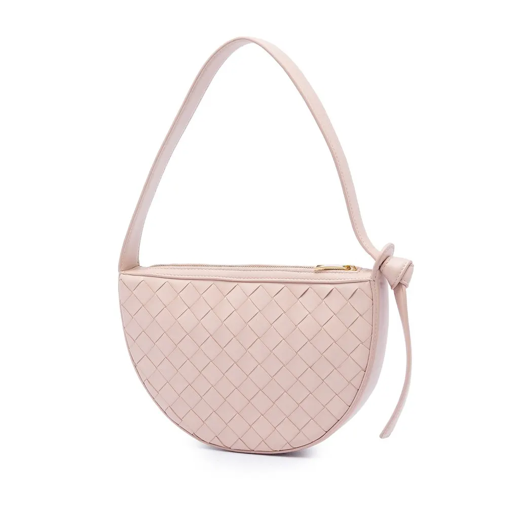 Bottega Veneta Mini Leather Intrecciato Sunrise Hobo Pink Leather Very good - Back View