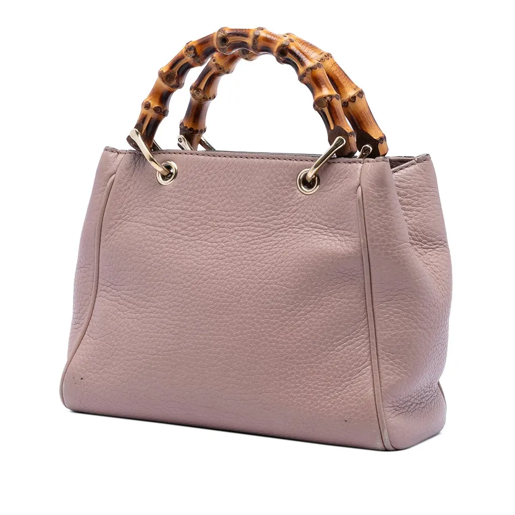 Gucci Mini Calfskin Bamboo Shopper Satchel Pink Leather Good - Back View