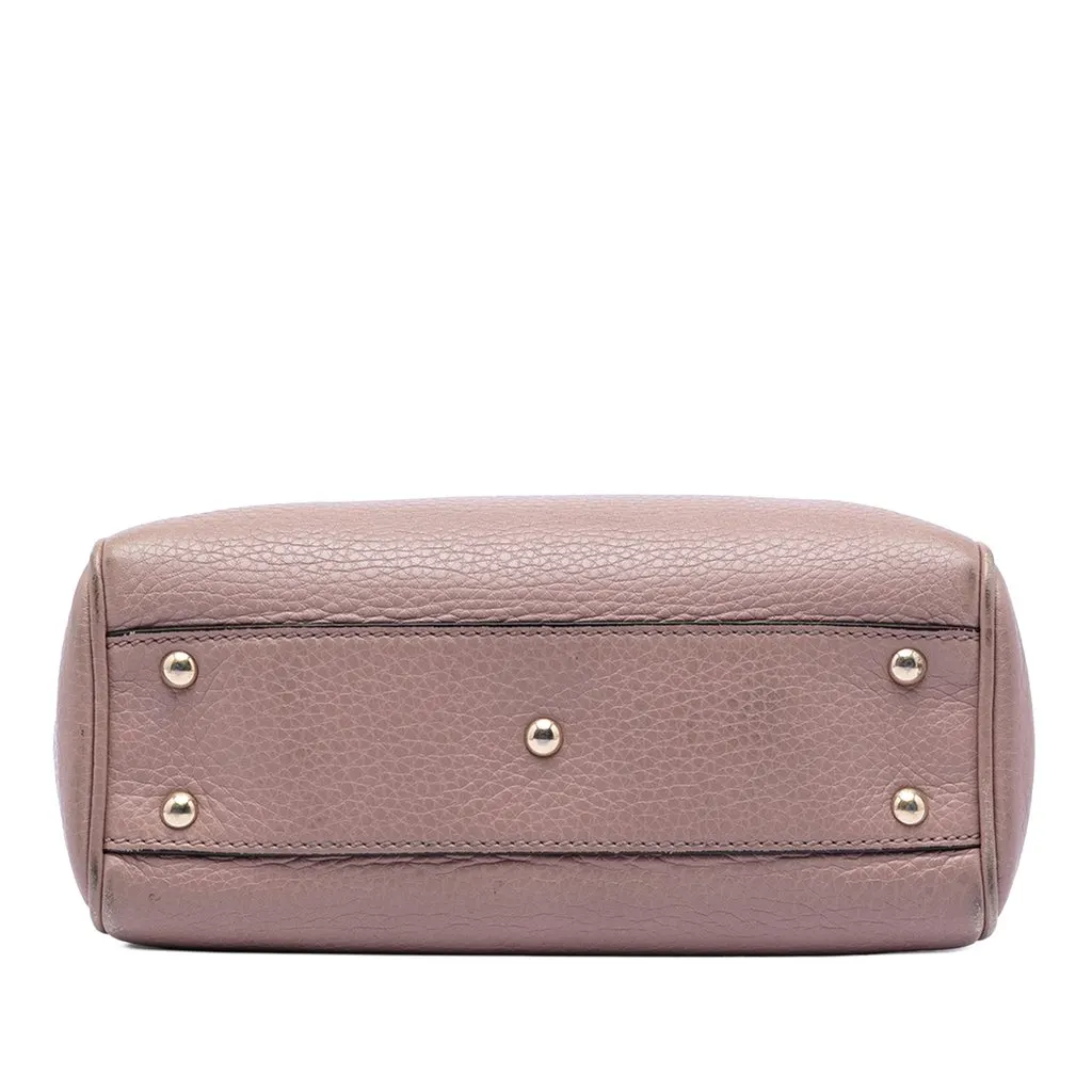 Gucci Mini Calfskin Bamboo Shopper Satchel Pink Leather Good - Inside View