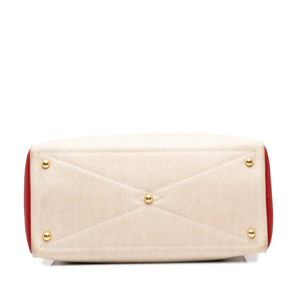 Hermès Toile and Clemence Victoria 43 Beige Canvas Good - Inside View