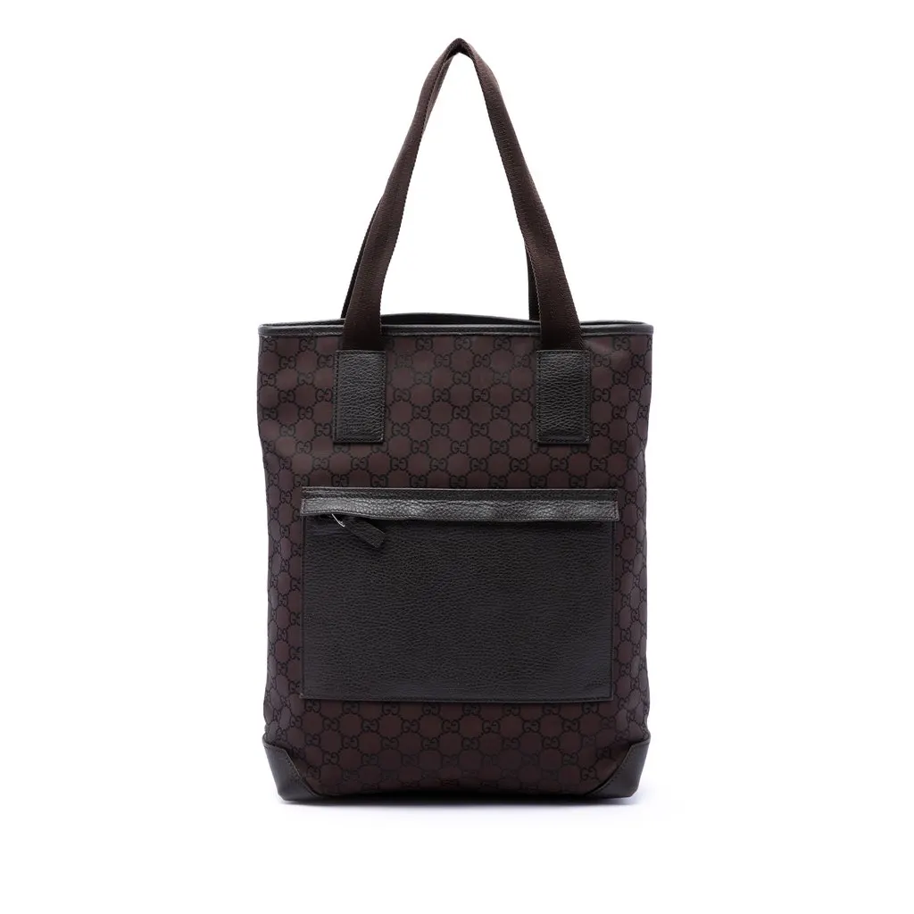 Gucci GG Nylon Tote Brown Polyamide Very good - Front View