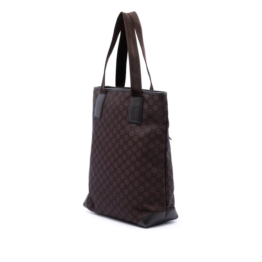 Gucci GG Nylon Tote Brown Polyamide Very good - Back View