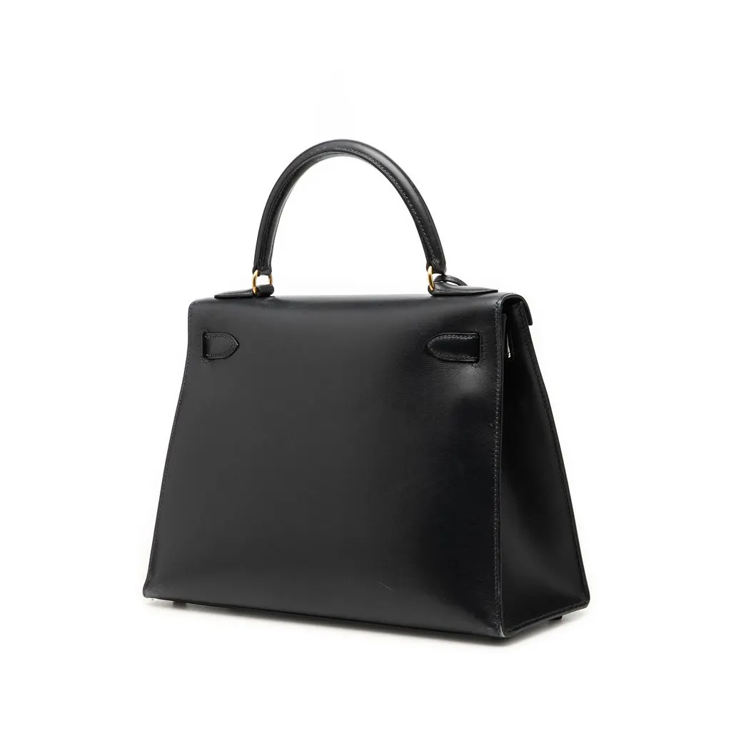 Hermès Box Calf Kelly Sellier 28 Black Leather Very good - Back View