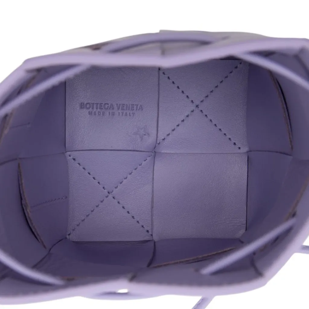 Bottega Veneta Mini Nappa Maxi Intrecciato Cassette Bucket Bag Purple Leather Very good - Model View