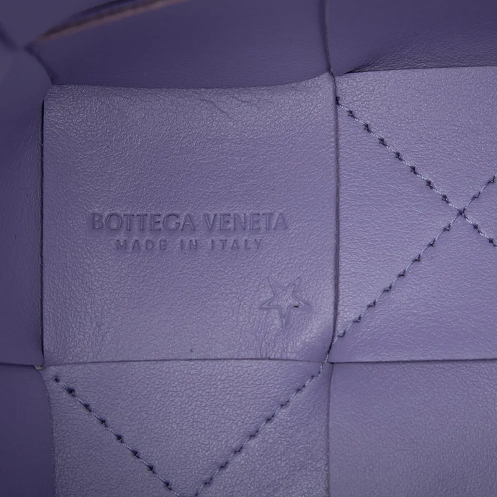 Bottega Veneta Mini Nappa Maxi Intrecciato Cassette Bucket Bag Purple Leather Very good - Box View