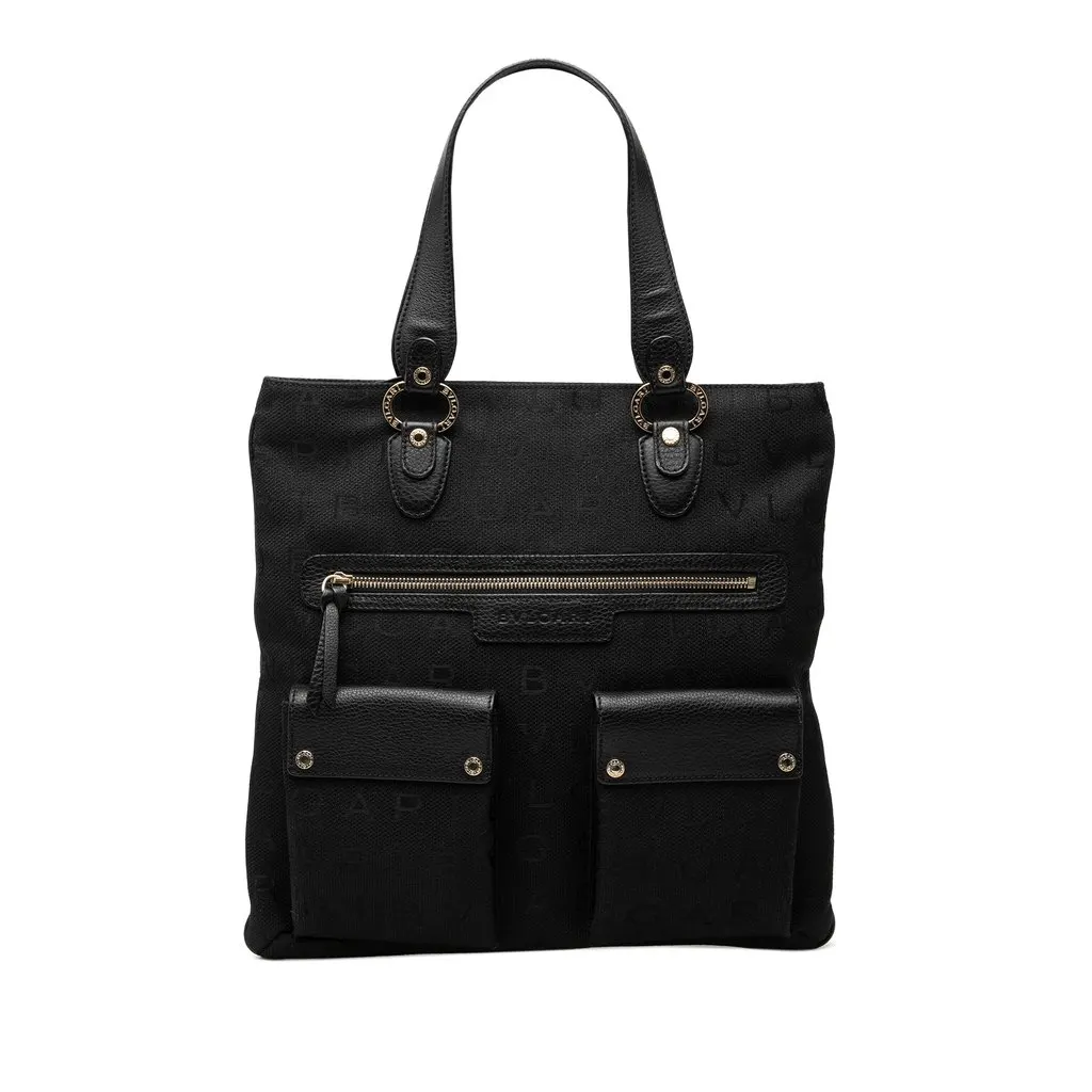 Bvlgari Canvas Logomania Tote Black Very good - Front View