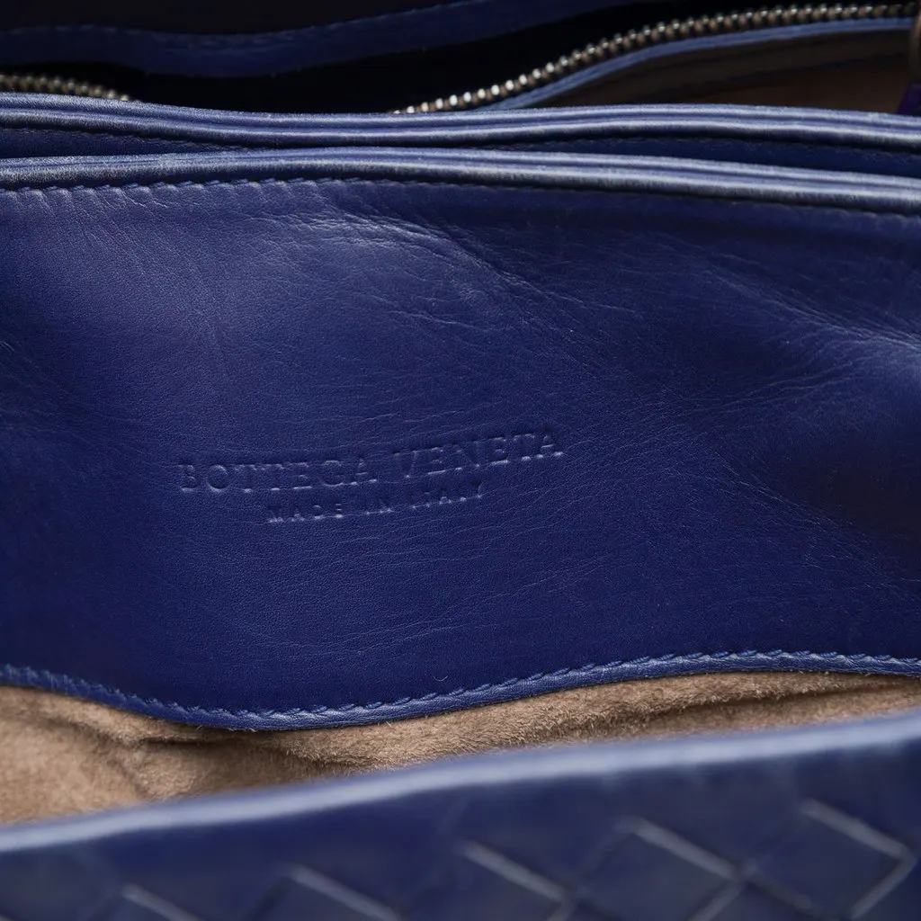 Bottega Veneta Small Nappa Intrecciato Roma Satchel Blue Leather Good - Box View