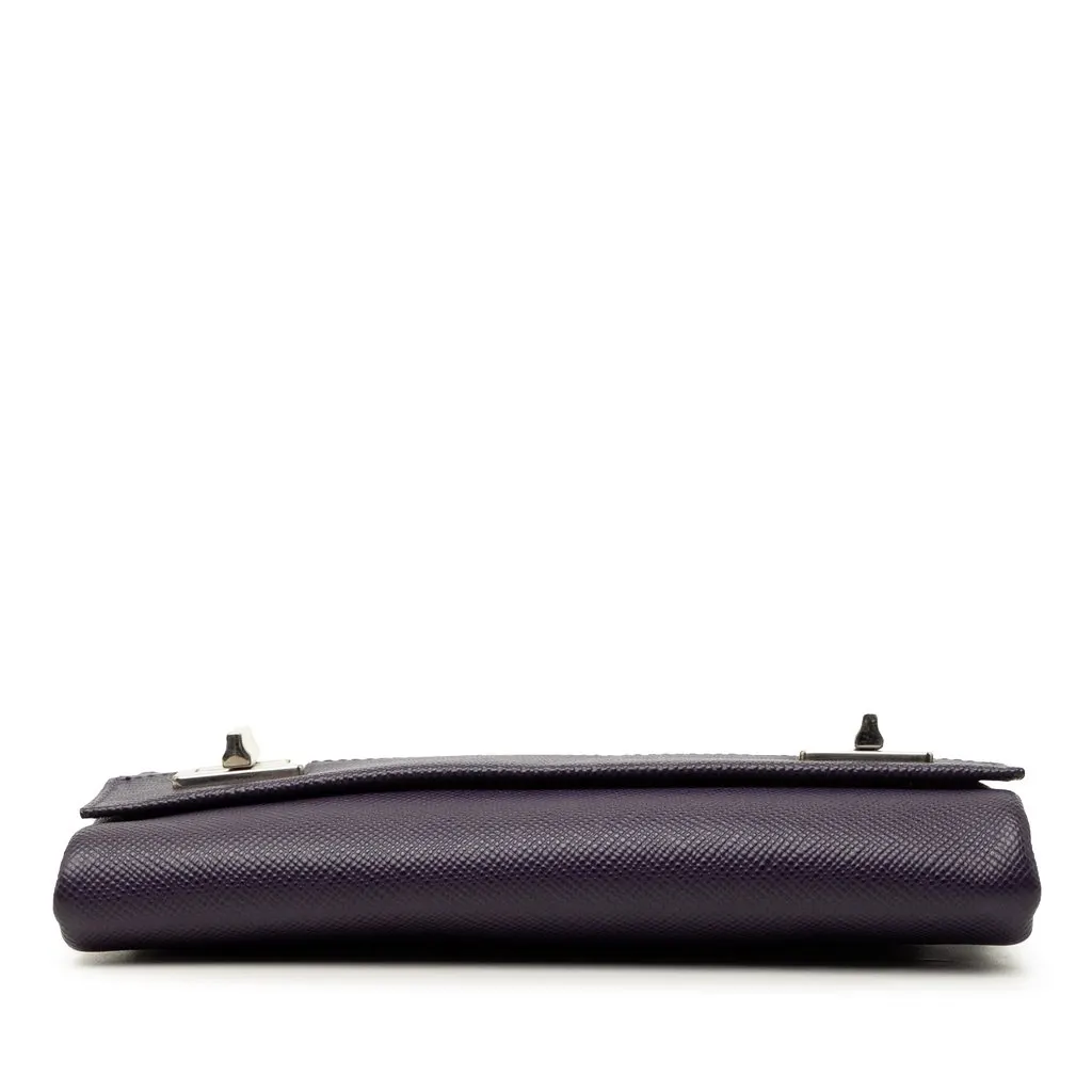 Prada Saffiano Cuir Twist Lock Chain Flap Purple Leather Very good - Inside View