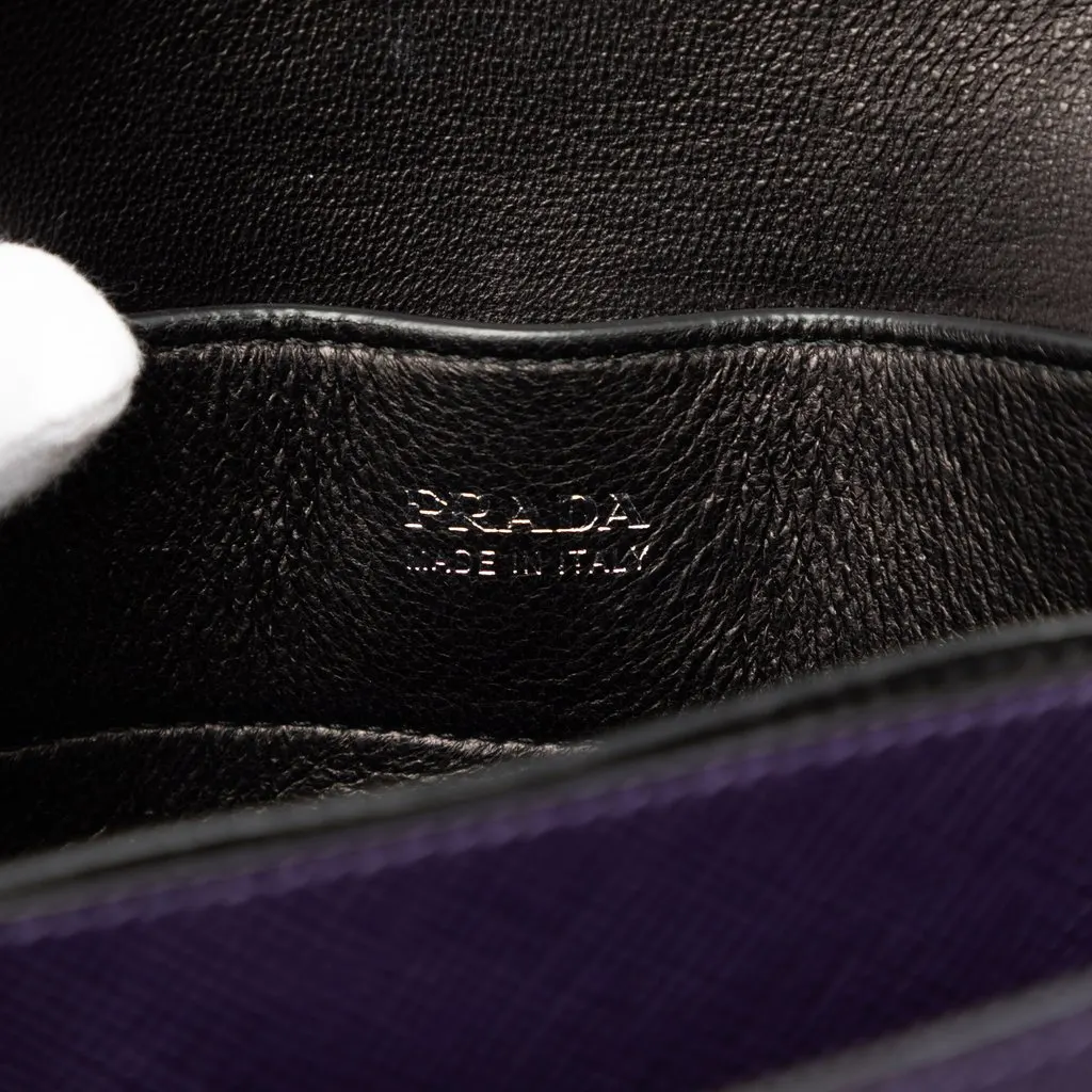 Prada Saffiano Cuir Twist Lock Chain Flap Purple Leather Very good - Box View