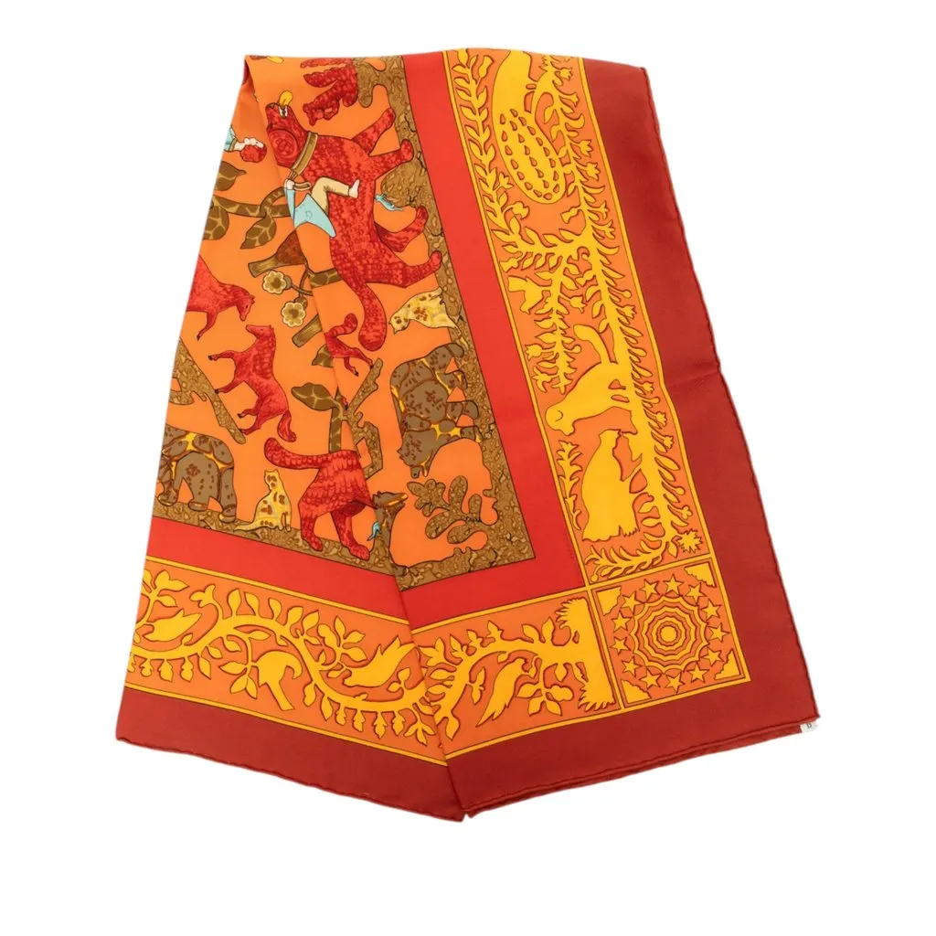 Hermès Early America Silk Scarf 90 Orange Very good - Front View