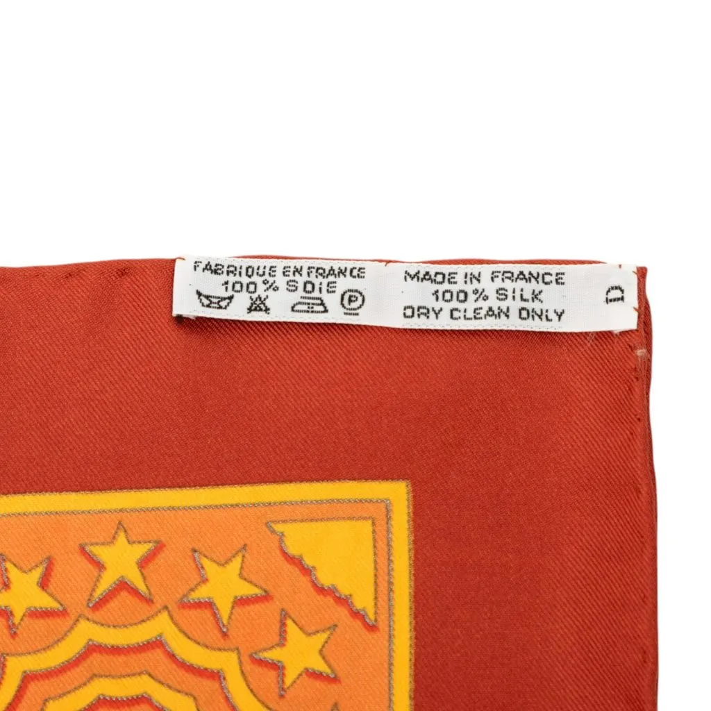 Hermès Early America Silk Scarf 90 Orange Very good - Back View