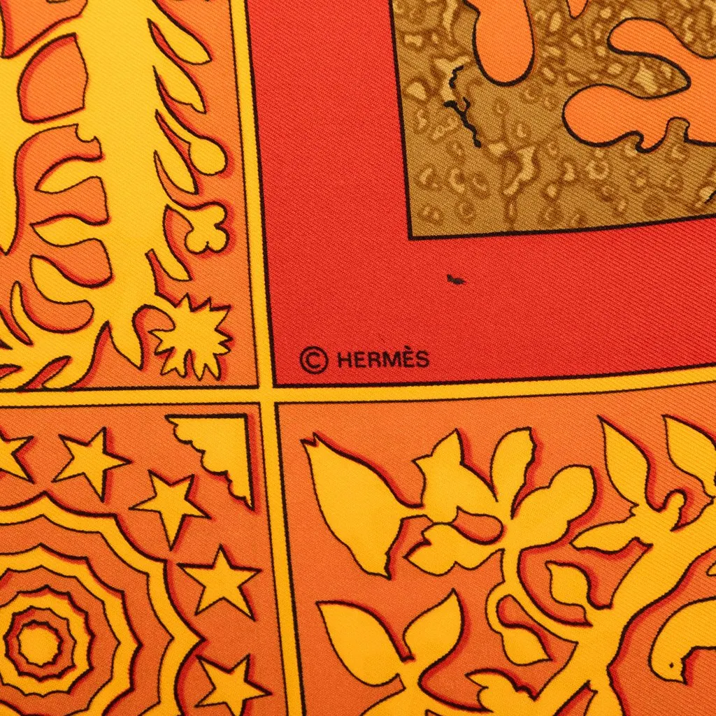 Hermès Early America Silk Scarf 90 Orange Very good - Inside View