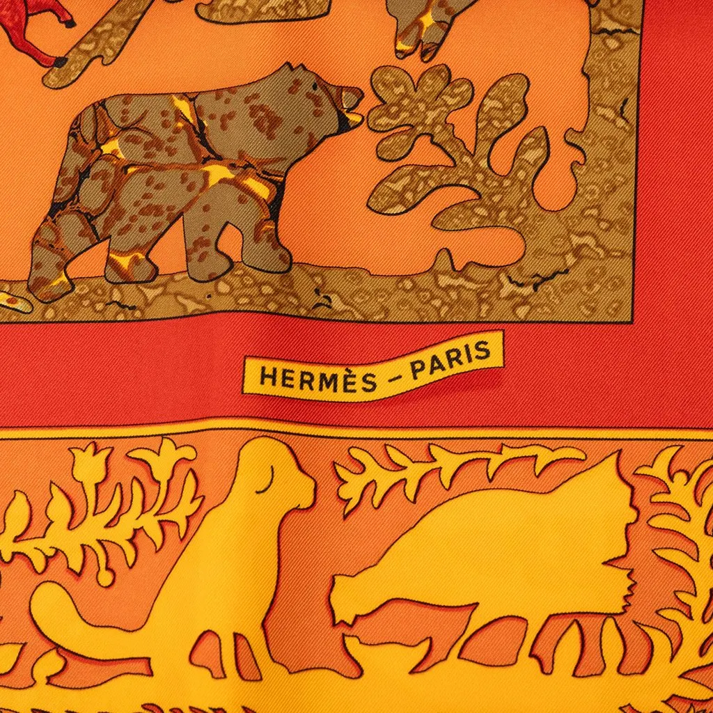 Hermès Early America Silk Scarf 90 Orange Very good - Box View
